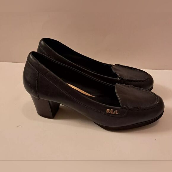 Ralph Lauren Pumps Women's 6b Navy Blue Leather Heeled Office Work Formal - Picture 1 of 12
